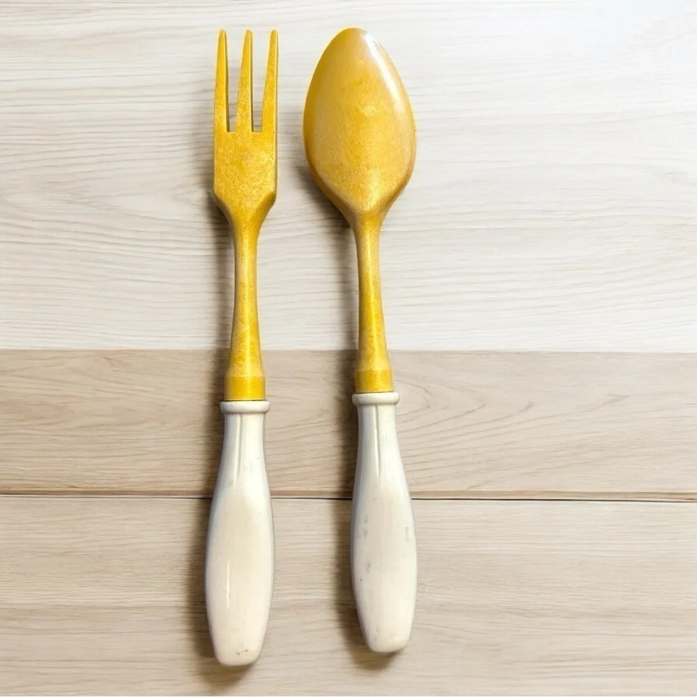 Rare Find! Vintage Blue Holland salad serving fork and spoon